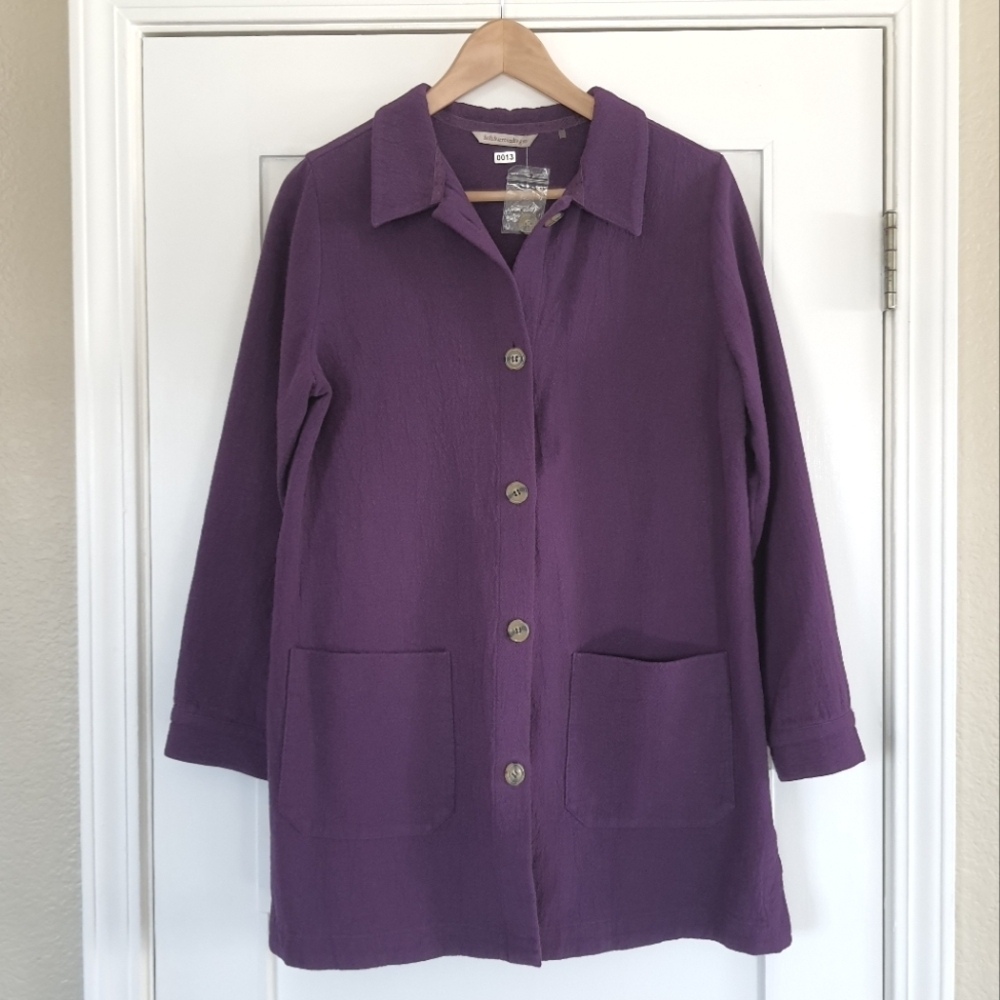 Soft Surroundings Long Button Front Cardigan Topper Shirt Gauze Cotton